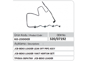 JCB Enjektör Geri Dönüş Hortumu 320/07192