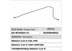 8200868563 8200262760 Renault Clio III Yakıt Hortumu (depo çıkış)