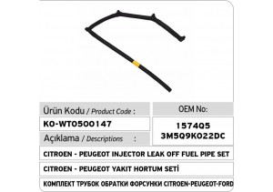 1574Q5 3M5Q9K022DC 3M5Q9K022CA Citroen - Peugeot - Ford Enjektör Geri Dönüş Yakıt Hortum Seti