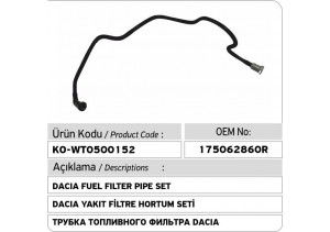 175062860R Dacia Dokker Yakıt Filtre Hortumu