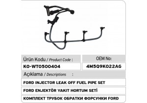 4M5Q9K022AG 1369175 1521487 Ford Enjektör Geri Dönüş Yakıt Hortum Seti