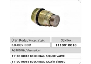 1110010018 Bosch Basınç Sınırlama Valfi