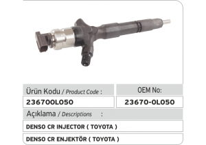 23670-0L050 Toyota Common Rail Enjektör (Denso 095000-8220)