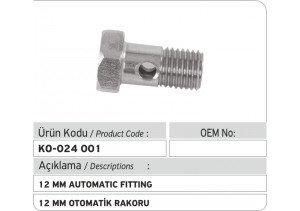 12 MM Otomatik Rakoru