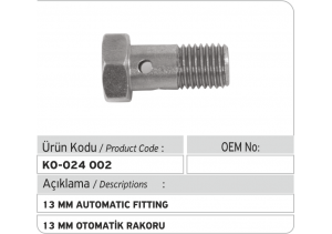 13 MM Otomatik Rakoru