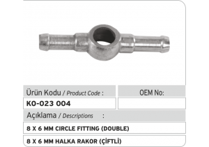 8 x 6  mm Halka Rakor (çiftli)