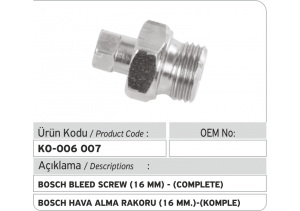 Bosch 16 MM Hava Alma Rakoru