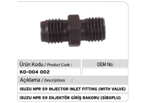 Isuzu NPR 59 Enjektör Giriş Rakoru (siboplu)