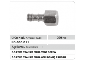 2.5 Ford transit Puma Geri Dönüş Rakoru