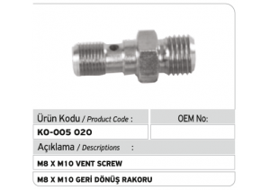 M8 X M10 Geri Dönüş Rakoru