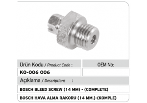 Bosch 14 MM Hava Alma Rakoru