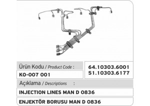 64.10303.6001 MAN D 2840 Enjektör Borusu 51.10303.6177