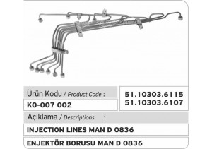 51.10303.6115 MAN D 0836 Enjektör Borusu 51.10303.6107