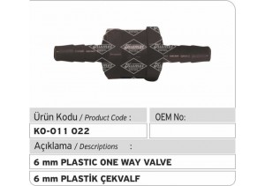 6 MM Çek Valf (Plastik)