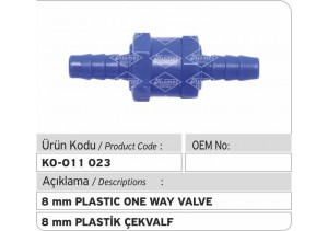 8 MM Çek Valf (Plastik)