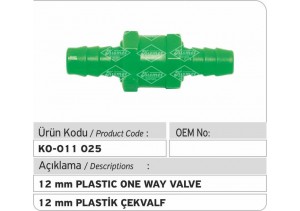 12 MM Çek Valf (Plastik)