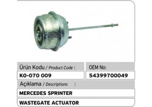 Mercedes Sprinter 54399700049 Turbocharger Wastegate Actuator