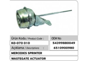 Mercedes Sprinter 54399880049-6510900980 Turbocharger Wastegate Actuator