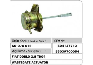 Fiat Doblo 2.8 TD04 504137713-53039700054 Turbocharger Wastegate Actuator