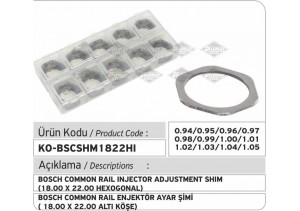 Bosch Common Rail Enjektör Ayar Şim Seti 18 X 22 mm (Altı Köşe)