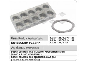 Bosch Common Rail Enjektör Ayar Şim Seti 19 X 22 mm (Altı Köşe)