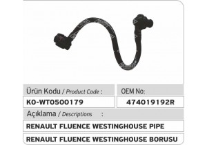 474019192R Renault Fluence Vakum Hortumu 