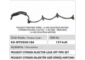 1574JK Peugeot - Citroen Enjektör Geri Dönüş Borusu 