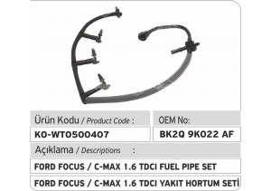BK2Q9K022AF 1761934 Ford Focus Cmax Fuel Pipe Set