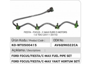 AV6Q9K022CA 1742836 AV6Q9K022BA 1696792 Ford Enjektör Geri Dönüş Hortumu 