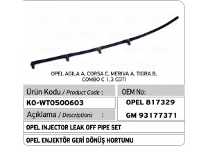 OPEL 817329  GM 93177371 Opel Enjektör Geri Dönüş Hortumu 