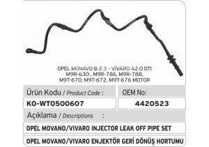 OPEL 4420523  GM 93168217 Opel Enjektör Geri Dönüş Hortumu