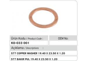 577 Bakır Pul (19.40 x 23.50 x 1.20 mm)