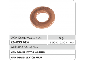 1.00 mm Common Rail Enjektör Bakır Pul