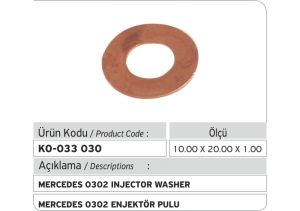 Mercedes 0302 Enjektör Pulu (10 X 20 X 1.00 mm)