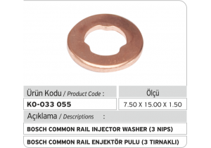 Bosch Common Rail 3 Tırnaklı Enjektör Pulu (7.50x15.00x1.50 mm)