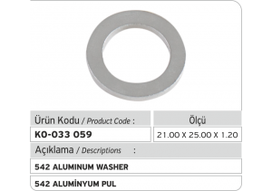 542 Aluminyum Pul (21.00x25.00x1.20 mm)