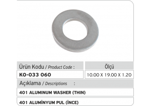 401 Aluminyum Pul (10.00x19.00x1.20 mm)