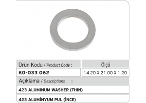 423 Aluminyum Pul (14.20x21.00x1.20 mm)