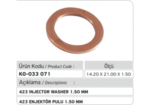 423 1.50 mm Enjektör Pulu (14.20x21.00x1.50 mm)