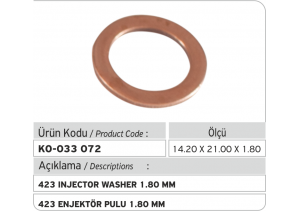 423 1.80 mm Enjektör Pulu (14.20x21.00x1.80 mm)