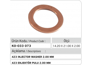 423 2.00 mm Enjektör Pulu (14.20x21.00x2.00 mm)