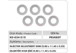 Enjektör Ayar Şimi (5.80X11.40x0.20 mm)