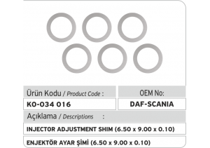 Enjektör Ayar Şimi (6.50X9.00X0.10 mm)