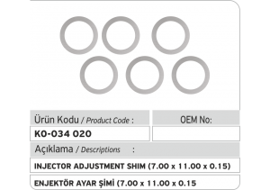 Enjektör Ayar Şimi (7.00X11.00X0.15 mm)