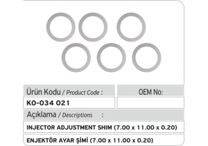 Enjektör Ayar Şimi (7.00X11.00X0.20 mm)