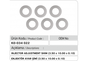 Enjektör Ayar Şimi (3.50X10.00X0.10 mm)