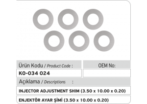 Enjektör Ayar Şimi (3.50X10.00X0.20 mm)