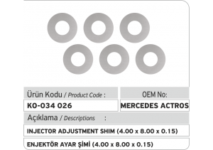 Enjektör Ayar Şimi (4.00X8.00X0.15 mm)