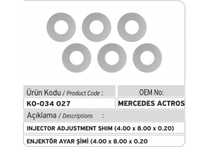 Enjektör Ayar Şimi (4.00X8.00X0.20 mm)