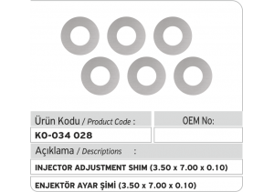 Enjektör Ayar Şimi (3.50X7.00X0.10 mm)